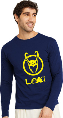 RULEDBYSUN Printed Men Round Neck Navy Blue T-Shirt