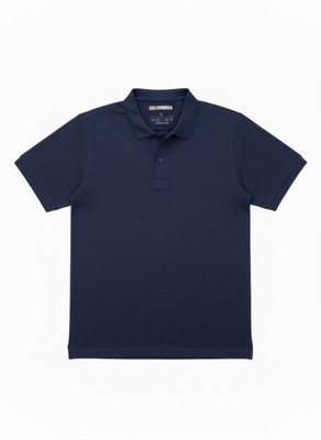 SolSimmha Solid Men Polo Neck Dark Blue T-Shirt