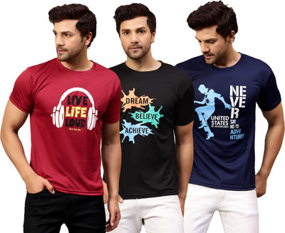 Garmin Printed Men Round Neck Multicolor T-Shirt