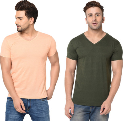 Tresna Fab Solid Men V Neck Multicolor T-Shirt