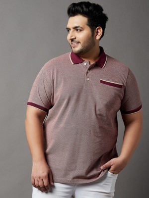 bigbanana Solid Men Polo Neck Maroon T-Shirt