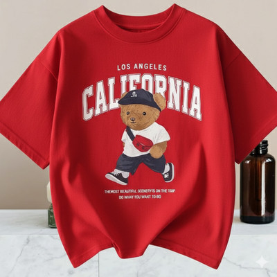 harshstore Graphic Print Women Round Neck Red T-Shirt