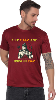AZAADGARMENT Printed Men Round Neck Reversible Maroon T-Shirt