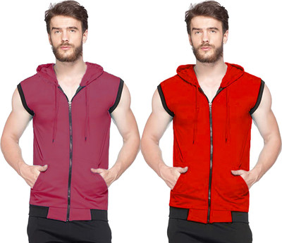 Jangoboy Solid Men Hooded Neck Multicolor T-Shirt
