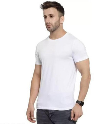 TARSHI Solid Men Round Neck White T-Shirt