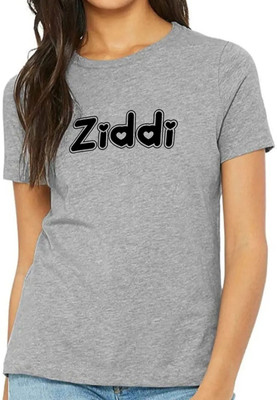 Nilan Tees Wear Printed Women Round Neck Grey T-Shirt