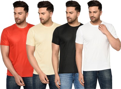 Galatea Solid Men Round Neck Red, White, Black, Beige T-Shirt