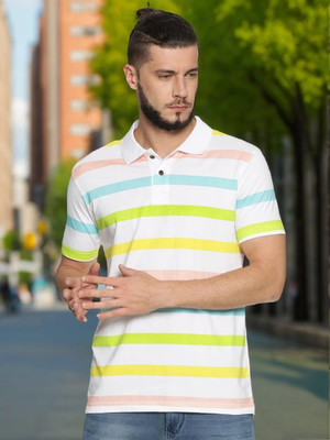 Kryptic Printed Men Polo Neck White T-Shirt
