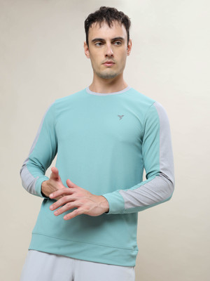 TECHNOSPORT Colorblock Men Round Neck Green T-Shirt