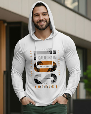 AUSK Graphic Print Men Hooded Neck White T-Shirt