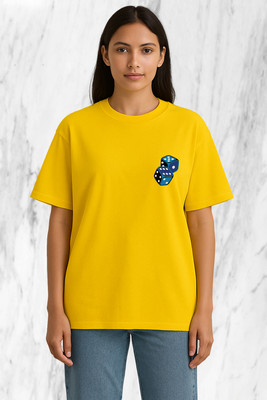 Buddy Collection Graphic Print Women Round Neck Yellow T-Shirt