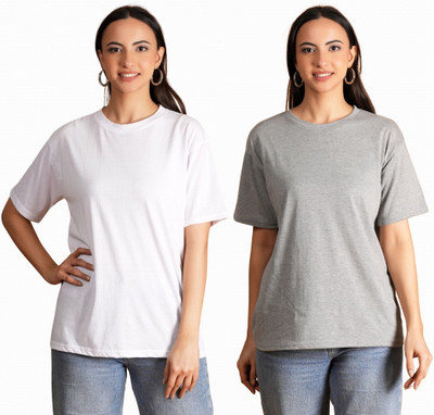 METRONAUT Solid Women Round Neck Multicolor T-Shirt