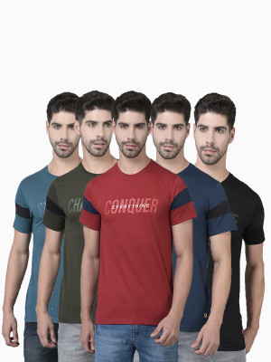 Dollar Printed Men Crew Neck Multicolor T-Shirt