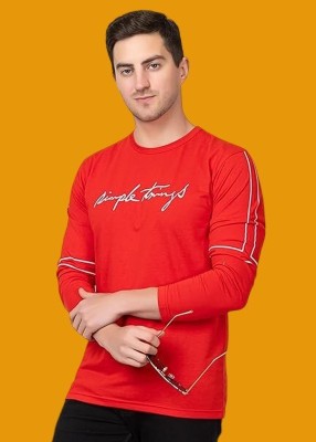 FAOES Printed Men Round Neck Red T-Shirt