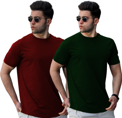 JUGULAR Solid Men Round Neck Multicolor T-Shirt