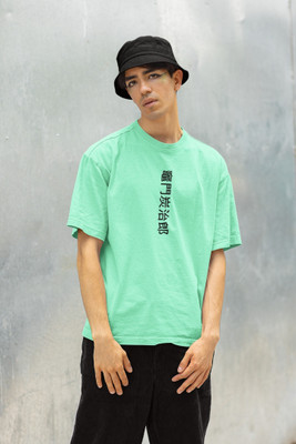 HouseOfCommon Printed Men Round Neck Light Green T-Shirt