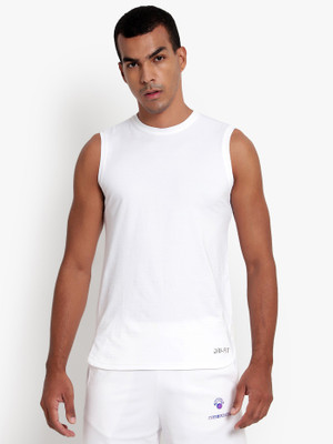 JUKEBOX Solid Men Round Neck White T-Shirt