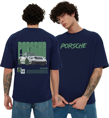 KART BLACK Self Design Men Round Neck Blue T-Shirt
