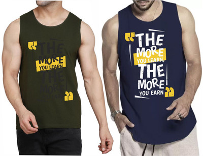 WOOSTRO Printed Men Scoop Neck Dark Green, Dark Blue T-Shirt