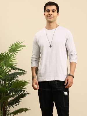 Mast & Harbour Solid Men Round Neck White T-Shirt