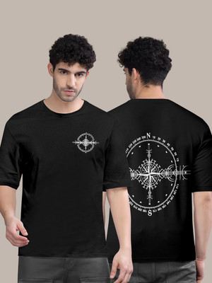 hkCreation Printed, Typography Men Round Neck Black T-Shirt