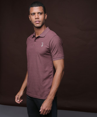 CS Life Solid Men Polo Neck Purple T-Shirt