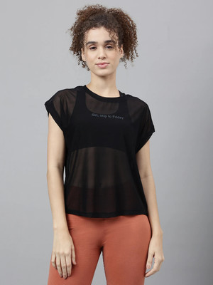 MKH Typography Women Crew Neck Black T-Shirt