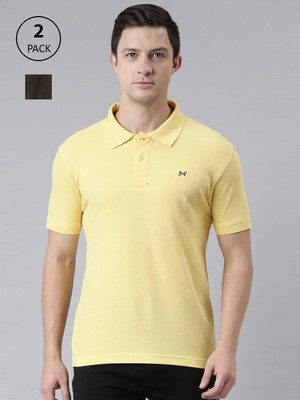 Force NXT Solid Men Polo Neck Multicolor T-Shirt