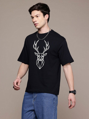 Moda Rapido Graphic Print Men Round Neck Black T-Shirt
