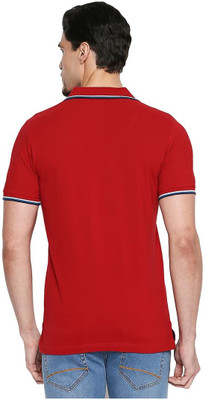 BASICS Solid Men Polo Neck Red T-Shirt