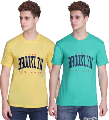 Zeffit Printed Men Round Neck Dark Green, Light Green T-Shirt