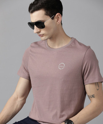 Roadster Solid Men Round Neck Purple T-Shirt