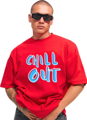MIT Bharat Typography Men Round Neck Red T-Shirt