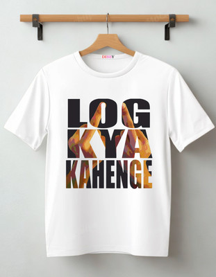 DIBBY Abstract Men Round Neck White T-Shirt