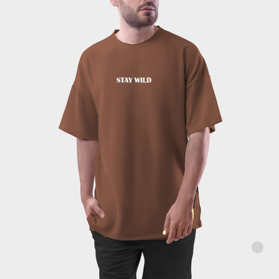 The Modern Soul Typography Men Round Neck Brown T-Shirt