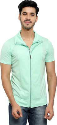 Moordale Fab Solid Men Polo Neck Green T-Shirt