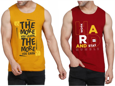 WOOSTRO Printed Men Scoop Neck Brown, Maroon T-Shirt