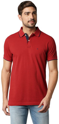 BASICS Solid Men Polo Neck Red T-Shirt