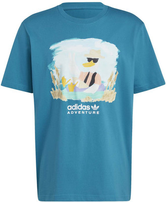 ADIDAS Printed Men Round Neck Blue T-Shirt