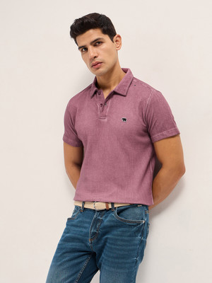 THE BEAR HOUSE Printed Men Polo Neck Pink T-Shirt