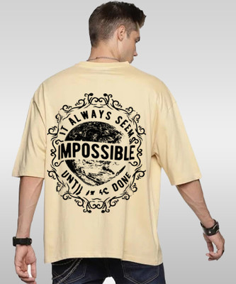 METRONAUT Printed Men Round Neck Beige T-Shirt