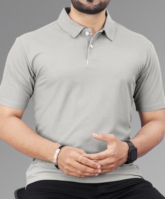 VeBNoR Solid Men Polo Neck Grey T-Shirt