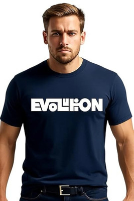 RasJon Printed Men Round Neck Blue T-Shirt