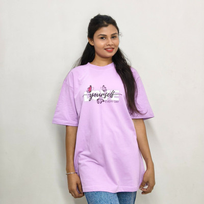 PHYNAX Printed Women Round Neck Purple T-Shirt