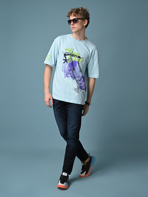 KILLER Printed Men Round Neck Light Blue T-Shirt