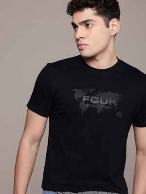 FCUK Printed Men Round Neck Black T-Shirt