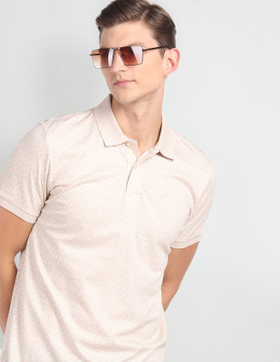 ARROW Printed Men Polo Neck Beige T-Shirt