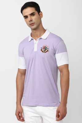 PETER ENGLAND Colorblock Men Polo Neck Purple T-Shirt