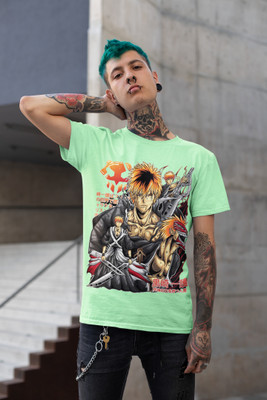 Zasu Fashion Printed Men Round Neck Green T-Shirt