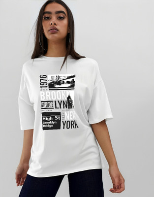 SZN Printed Women Round Neck White T-Shirt